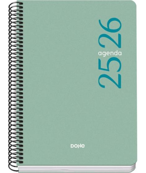 Dohe Esencial Agenda Escolar 25/26 Espiral A5 - Dia Pagina - Papel 70g/m2 - Cubierta en Polipropileno - Color Verde