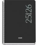 Dohe Esencial Agenda Escolar 25/26 Espiral A5 - Dia Pagina - Papel 70g/m2 - Cubierta en Polipropileno - Color Negro