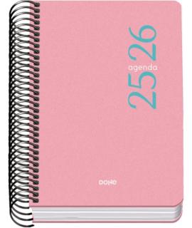 Dohe Esencial Agenda Escolar 25/26 Espiral A6 - Dia Pagina - Papel 70g/m2 - Cubierta en Polipropileno - Color Rosa