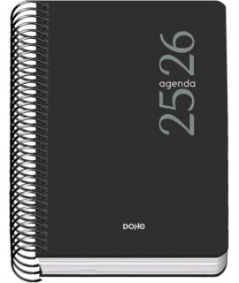 Dohe Esencial Agenda Escolar 25/26 Espiral A6 - Dia Pagina - Papel 70g/m2 - Cubierta en Polipropileno - Color Negro