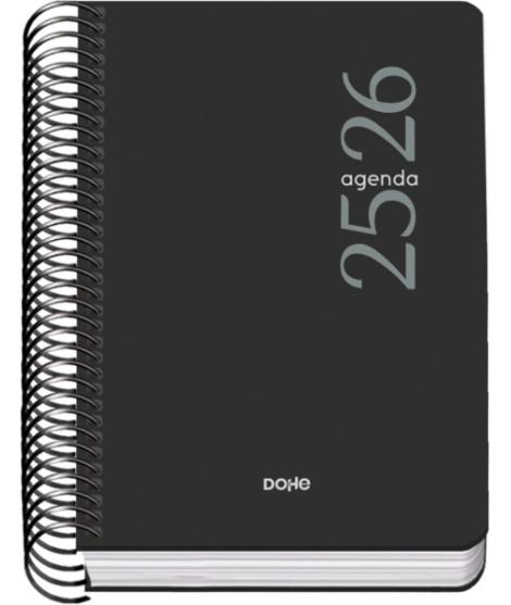 Dohe Esencial Agenda Escolar 25/26 Espiral A6 - Dia Pagina - Papel 70g/m2 - Cubierta en Polipropileno - Color Negro