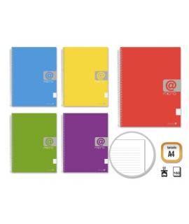 Golden Cuaderno Espiral A4 160 Hojas 60grs 1 Raya - Hojas Microperforadas con 4 Taladros y 4 Bandas de Color - Tapa Resistente F