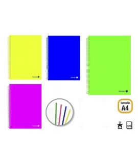 Golden Pack de 4 Cuadernos A4 120 Hojas 90gr Cuadricula 5x5 - Hojas Microperforadas con Banda de Color y 4 Taladros - Tapa Polip