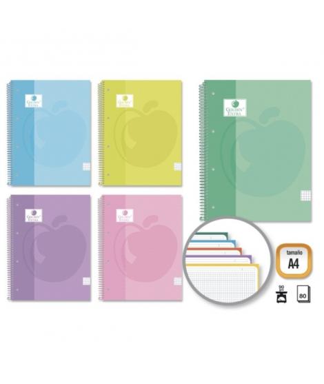 Golden Extra Cuaderno Espiral A4 80 Hojas 90grs Cuadricula 5x5 - Hojas Microperforadas con Banda de Color - Tapa Extradura Forra