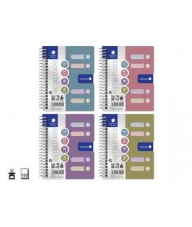Golden Pack de 12 Cuadernos A6 120 Hojas 90gr Cuadricula 5x5 - Tapa Polipropileno - 4 Separadores - Colores Metalizados Surtidos