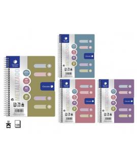 Golden Pack de 6 Cuadernos A5 120 Hojas 90gr Cuadricula 5x5 - Tapa Polipropileno - 4 Separadores - Colores Metalizados Surtidos