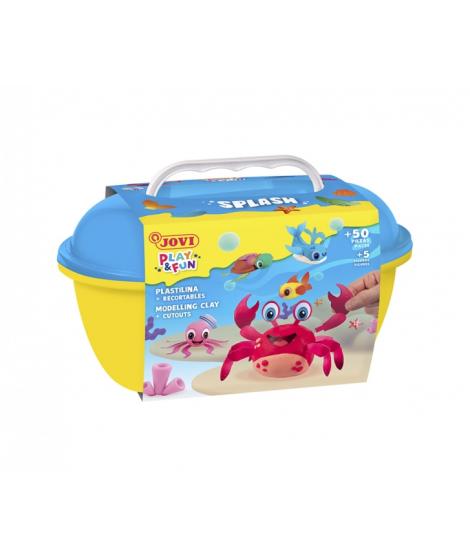 Jovi Play & Fun Cofre Splash con 24 Barras de Plastilina 15gr + Modeladores + Recortables - Sin Gluten - Base Vegetal - No se Se