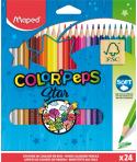 Maped Color´Peps Star Pack de 24 Lapices de Colores Triangulares - Mina Suave - Madera Certificada FSC - Colores Surtidos