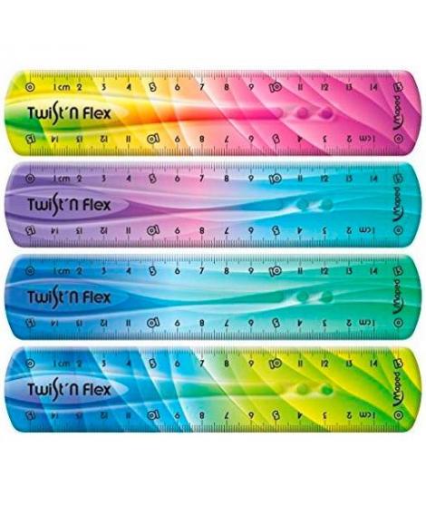 Maped Twist´n Flex Regla de Flexible 15cm - Irrompible - Doble Graduacion - Colores Degradados Aleatorios