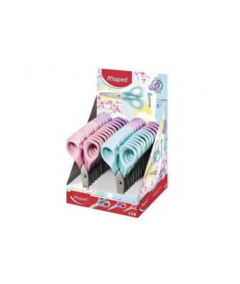 Maped Sensoft Tijera Escolar Punta Redonda 13cm - Hojas de Acero Inoxidable - Mango de Plastico Simetrico - Colores Pastel Surti