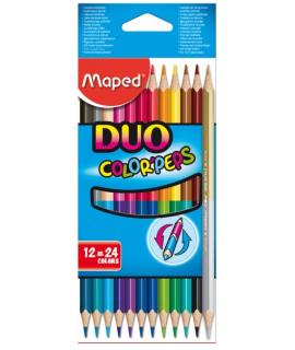 Maped Color´Peps Duo Pack de 12 Lapices Bicolores Triangulares - Doble Punta 2.9mm - Madera Certificada FSC - Colores Surtidos