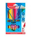 Maped Color´Peps Strong Pack de 18 Lapices Triangulares de Colores - Mina 3,2mm - Sin Madera - Punta Ultra Resistente - Colores 