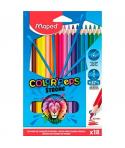 Maped Color´Peps Strong Pack de 18 Lapices Triangulares de Colores - Mina 3,2mm - Sin Madera - Punta Ultra Resistente - Colores 