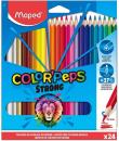 Maped Color´Peps Strong Pack de 24 Lapices Triangulares de Colores - Mina 3,2mm - Sin Madera - Punta Ultra Resistente - Colores 