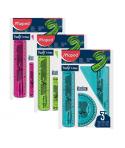 Maped Twist´n Flex Original Pack de Reglas Flexibles - Regla 15cm, Cartabon 60º/15cm, Transportador 180º/10cm - Colores Surtidos