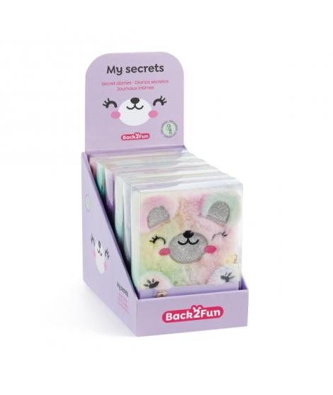Miquel Rius Back2Fun Expositor con 9 Diarios Secretos Peluches Animales - 3 de cada Modelo Oso, Koala y Gato - Cierre con Llave
