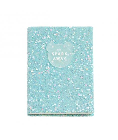 Miquel Rius Back2Fun Cuaderno Encolado con Cubierta de Purpurina Azul y Patch de Silicona - 96 Hojas Lisas de Papel 100 g/m2