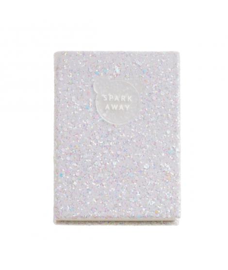 Miquel Rius Back2Fun Cuaderno Encolado con Cubierta de Purpurina Blanco y Patch de Silicona - 96 Hojas Punteadas de Papel 100 g/