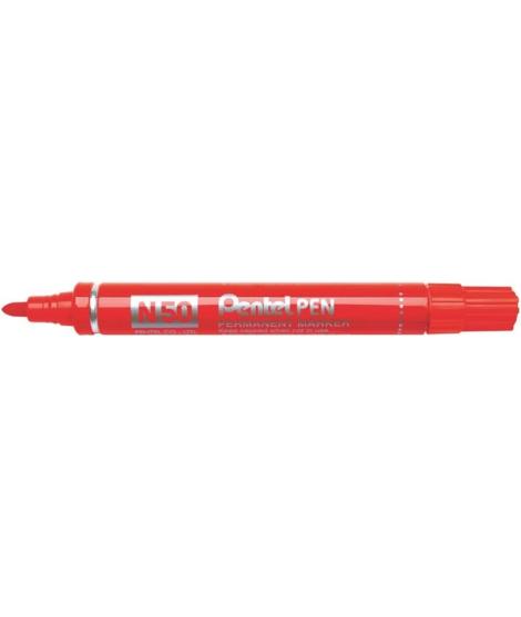 Pentel Pen N50 Rotulador Permanente - Punta de 4.3mm - Resistente a Agua y Luz - Color Rojo