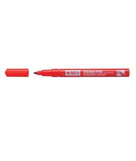 Pentel Pen N50S Rotulador Permanente - Punta Fina 3.18mm - Resistente a Agua y Luz - Color Rojo