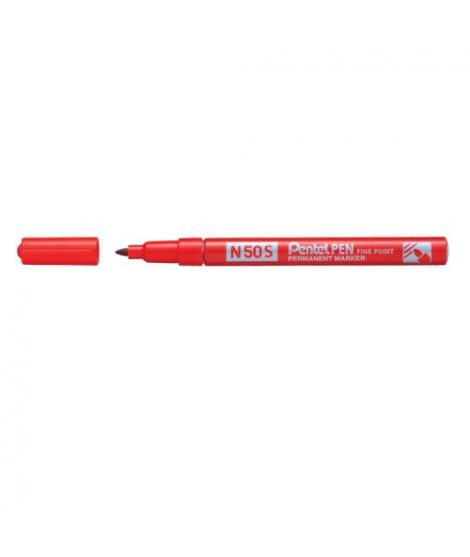 Pentel Pen N50S Rotulador Permanente - Punta Fina 3.18mm - Resistente a Agua y Luz - Color Rojo