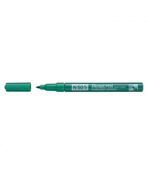 Pentel Pen N50S Rotulador Permanente - Punta Fina 3.18mm - Resistente a Agua y Luz - Color Verde