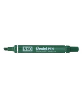 Pentel Pen N60 Rotulador Permanente - Punta Biselada Resistente y Duradera - Resistente a Agua y Luz - Color Verde