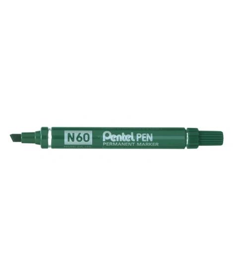 Pentel Pen N60 Rotulador Permanente - Punta Biselada Resistente y Duradera - Resistente a Agua y Luz - Color Verde