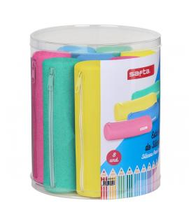 Safta Conjunto 8 Estuches - Silicona con Purpurina - Redondos - 19.5x23x19.5cm - Colores Surtidos