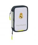 Safta Real Madrid 1ª Equipacion 24/25 Plumier 28 Pcs - 2 Compartimentos - 28 Piezas - 12.5x19.5x4cm - Color Blanco/Negro