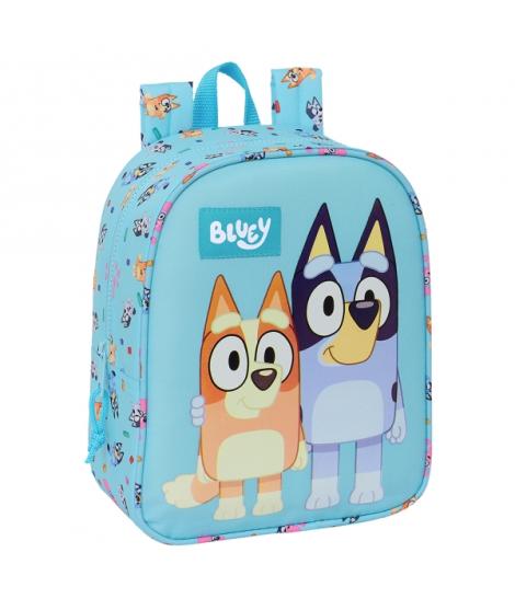 Safta Bluey Mochila Guarderia - Adaptable a Carro - Asa de Mano - 22x27x10cm - Color Azul Claro