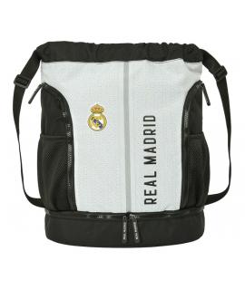 Safta Real Madrid 1ª Equipacion 24/25 Mochila de Tiras - 35x40x1cm - Color Blanco/Negro