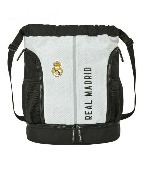 Safta Real Madrid 1ª Equipacion 24/25 Mochila de Tiras - 35x40x1cm - Color Blanco/Negro