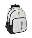 Safta Real Madrid 1ª Equipacion 24/25 Mochila - Adaptable a Carro - 2 Compartimentos - Asa de Mano - 32x42x15cm - Color Blanco/N