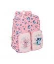 Safta Stitch Beach Mochila Infantil Bolsillos - Adaptable a Carro - Asa de Mano - 26x34x11cm - Color Rosa