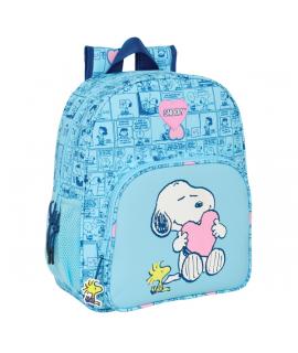 Safta Snoopy Love Mochila Infantil - Adaptable a Carro - Asa de Mano - 32x38x12cm - Color Azul Claro