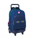Safta Benetton Damero Mochila con Carro Integrado - Extraible para Facilitar su Limpieza - Base Reforzada - Asa Extraible - 33x4