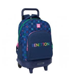 Safta Benetton Damero Mochila con Carro Integrado - Extraible para Facilitar su Limpieza - Base Reforzada - Asa Extraible - 33x4