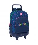 Safta Benetton Damero Mochila con Carro Integrado - Extraible para Facilitar su Limpieza - Base Reforzada - Asa Extraible - 33x4