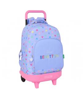 Safta Benetton Mochila con Carro Integrado - Extraible para Facilitar su Limpieza - Base Reforzada - Asa Extraible - 33x45x22cm 