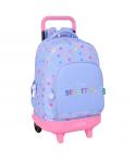 Safta Benetton Mochila con Carro Integrado - Extraible para Facilitar su Limpieza - Base Reforzada - Asa Extraible - 33x45x22cm 