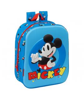 Safta Mickey Mouse Mochila Guarderia 3D - Asa de Mano - Compartimento Principal con Cremallera - 22x27x10cm - Color Azul