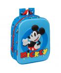 Safta Mickey Mouse Mochila Guarderia 3D - Asa de Mano - Compartimento Principal con Cremallera - 22x27x10cm - Color Azul