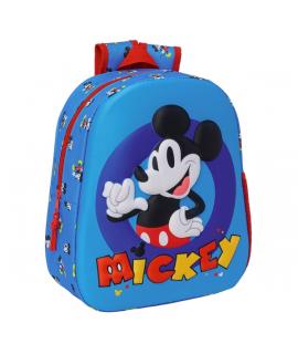 Safta Mickey Mouse Mochila - Asa de Mano - Portabotellas Lateral - 27x33x10cm - Color Azul