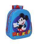 Safta Mickey Mouse Mochila - Asa de Mano - Portabotellas Lateral - 27x33x10cm - Color Azul