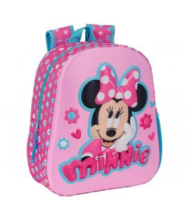Safta Minnie Mouse Mochila 3D - Asa de Mano - Portabotellas Lateral - 27x33x10cm - Color Rosa