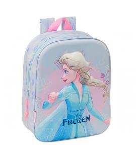 Safta Frozen Mochila Guarderia 3D - Asa de Mano - Compartimento Principal con Cremallera - 22x27x10cm - Color Azul Claro