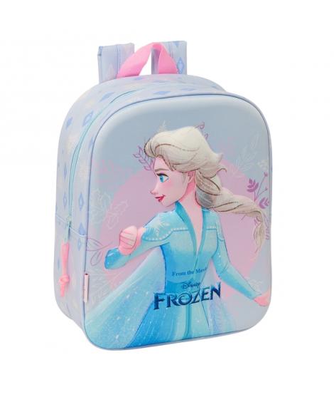 Safta Frozen Mochila Guarderia 3D - Asa de Mano - Compartimento Principal con Cremallera - 22x27x10cm - Color Azul Claro