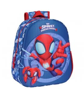 Safta Spidey Mochila 3D - Asa de Mano - Portabotellas Lateral - 27x33x10cm - Color Azul