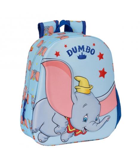 Safta Dumbo Mochila 3D - Asa de Mano - Portabotellas Lateral - 27x33x10cm - Color Azul Claro